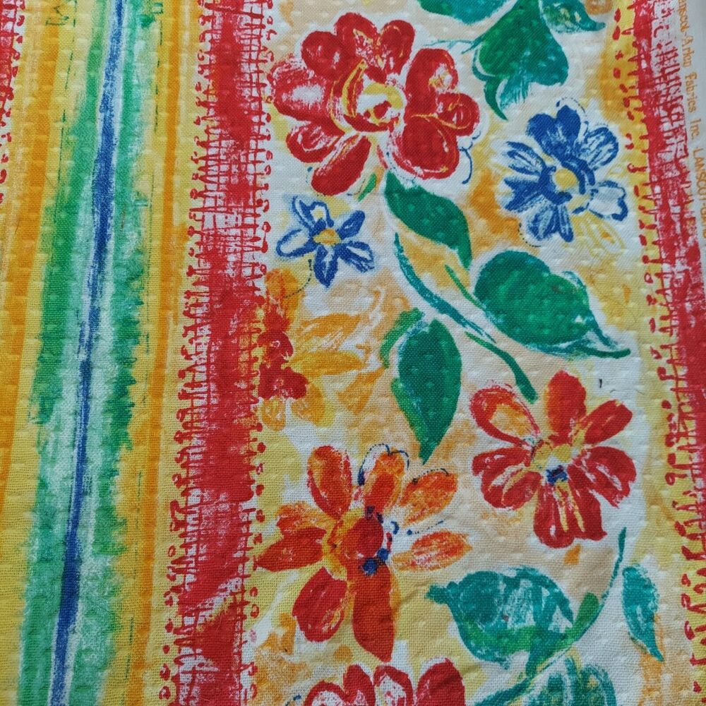 VTG Lanscot-Arlen Fabric Colorful Floral Craft Clothes Pillows 6 Yards 224x54"